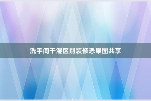 洗手间干湿区别装修恶果图共享